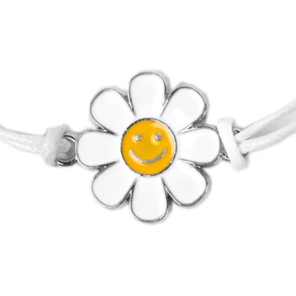 🌼🤍🌼 “DAISY LITTLE THING” WHITE PULL BRACELET ~ PAPARAZZI❗️ HAPPY SMILEY FACE❗️😃 - Picture 2 of 6